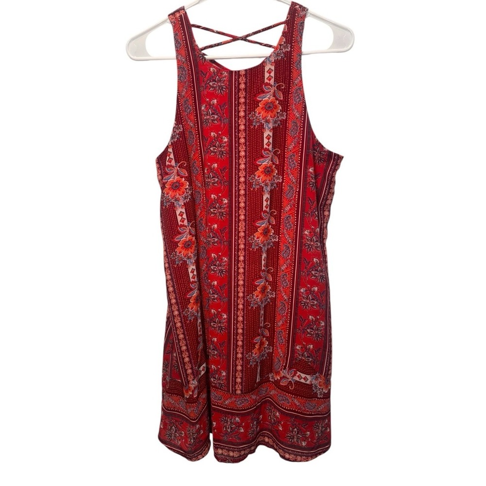 Speechless Red Patterned Sleeveless Mini Slip Sundress M Beach Casual Resortwear